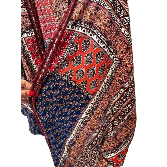 Umgee Women's Multicolor Open Front Paisley Print Kimono Poncho Size M/L - Picture 4 of 7